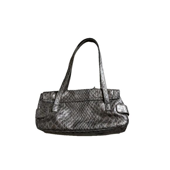 Y2K Grey Snakeskin Shoulder Bag with Silver Hardware Purse - Picture 2 of 8